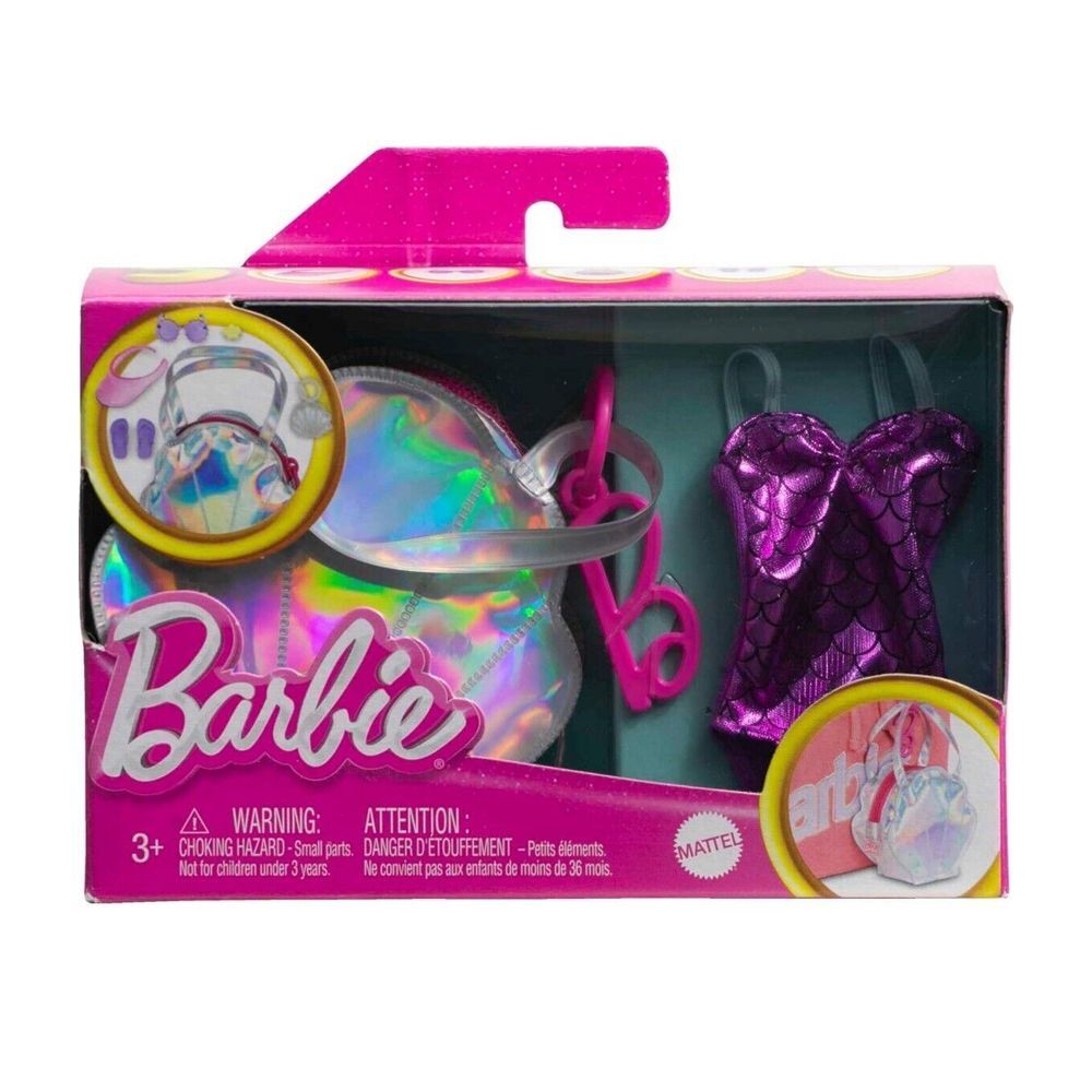 Barbie‎ Shell Purse Bag & Fashion Set W/ 5 Surprise Barbie Accessories- #331
